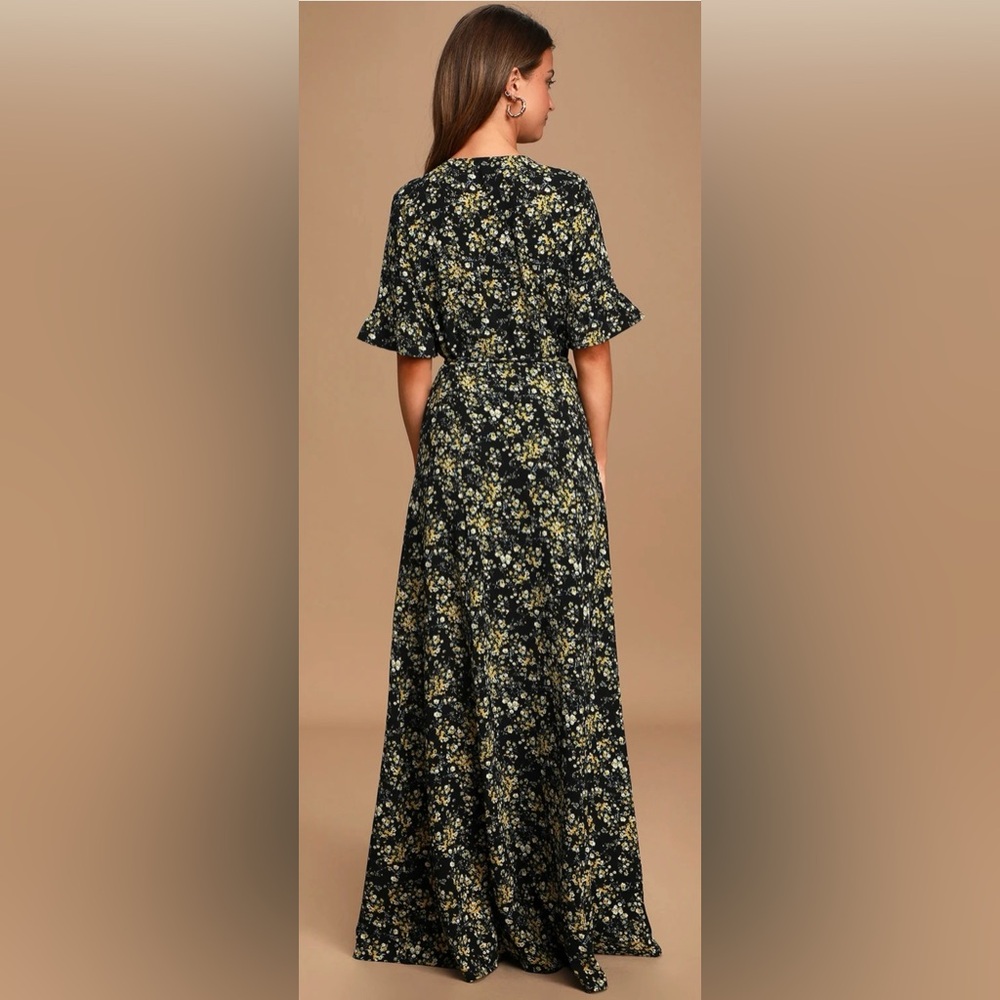 Lulus September Sunset Floral Wrap Maxi Dress Size XS Boho Cottage Core - Picture 3 of 16